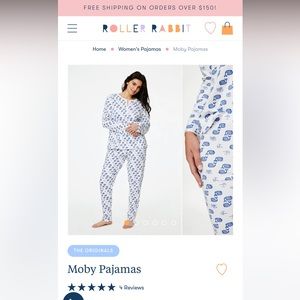 Roller Rabbit Moby pajama set, xs blue